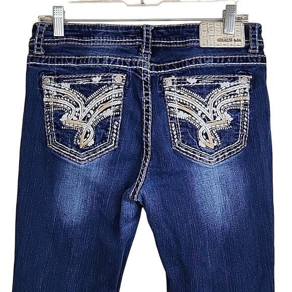 Grace in LA Embroidered Jeans - Picture 3 of 5